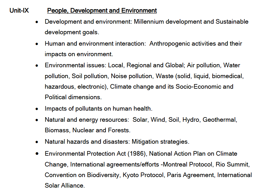 People, Development and Environment Syllabus